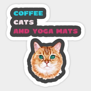 Coffee cats and yoga mats funny yoga and cat drawing Sticker